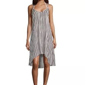 LM Beach Striped Dress Swim Cover Up